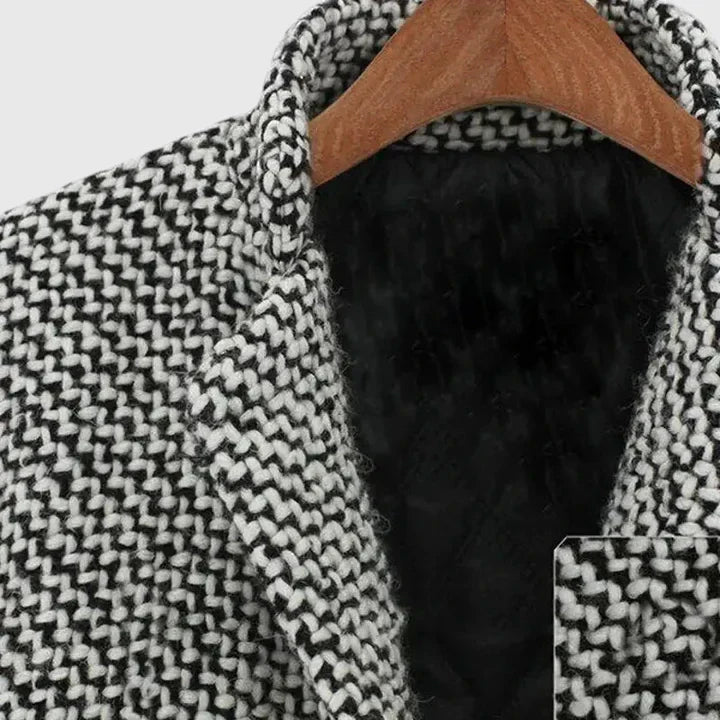 Women's Long Coat with Houndstooth for Work and Beyond