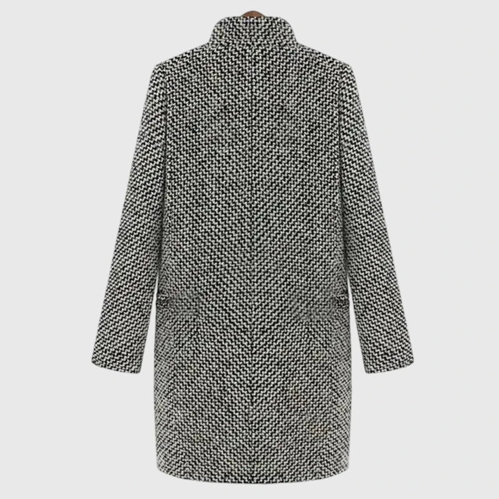 Women's Long Coat with Houndstooth for Work and Beyond