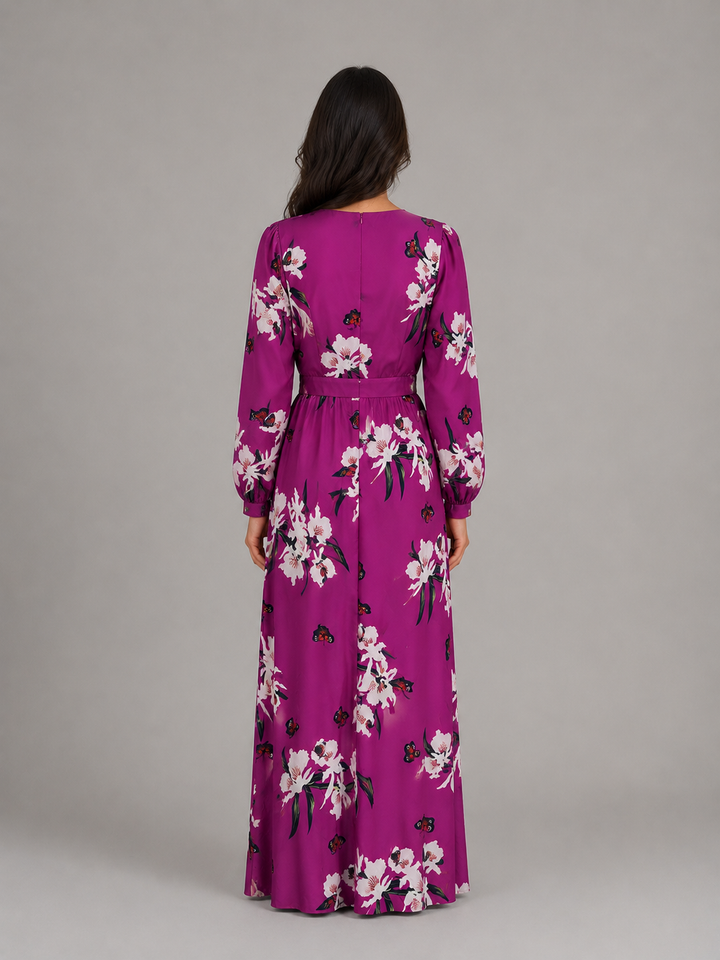 Women's Long Sleeve Maxi Dress with Floral