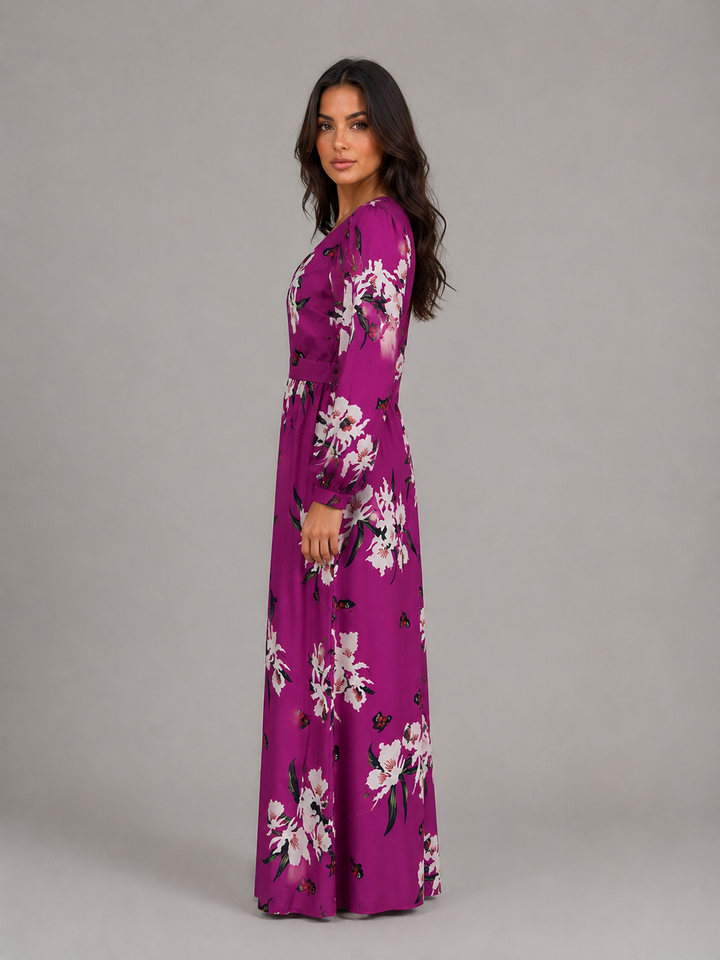 Women's Long Sleeve Maxi Dress with Floral
