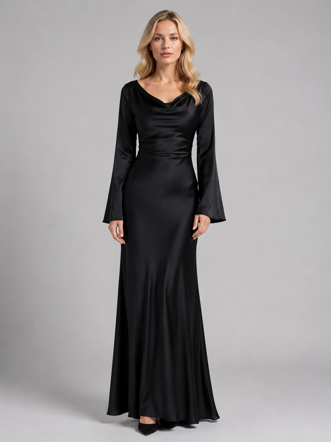 Women’s Long Sleeve Maxi Dress with Waist