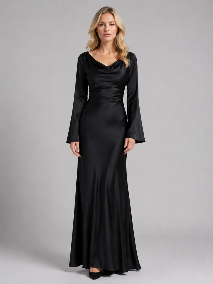 Women’s Long Sleeve Maxi Dress with Waist