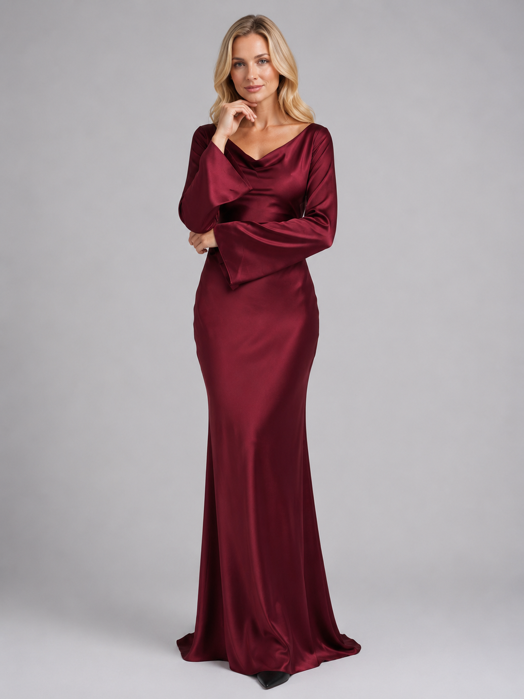 Women’s Long Sleeve Maxi Dress with Waist