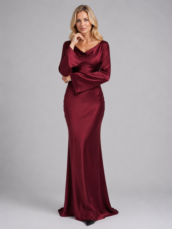 Women’s Long Sleeve Maxi Dress with Waist