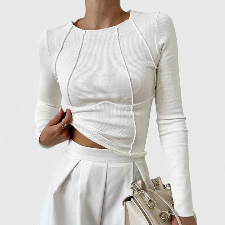 Women's Long Sleeve Top with Sculpted Fit for Evening Out