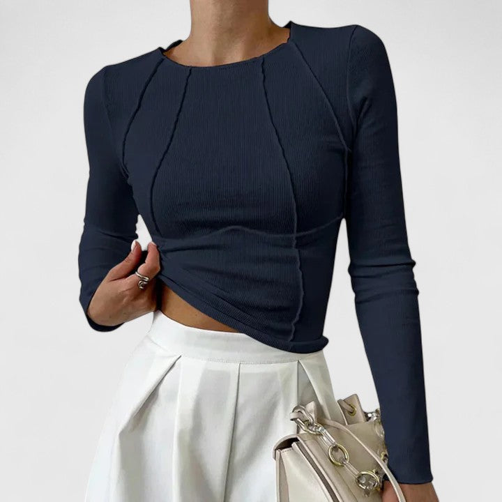 Women's Long Sleeve Top with Sculpted Fit for Evening Out