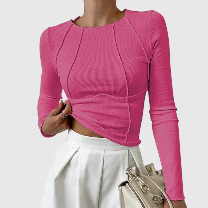 Women's Long Sleeve Top with Sculpted Fit for Evening Out