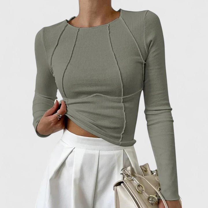 Women's Long Sleeve Top with Sculpted Fit for Evening Out
