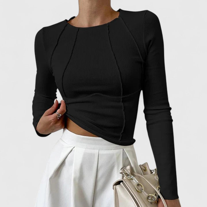 Women's Long Sleeve Top with Sculpted Fit for Evening Out