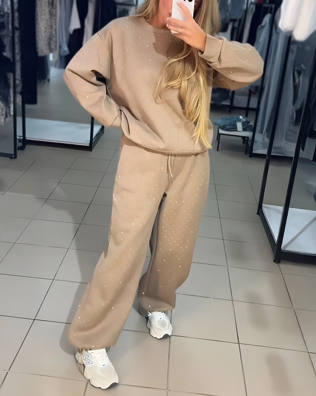 Women's Loungewear Set with dotted knit look for casual days