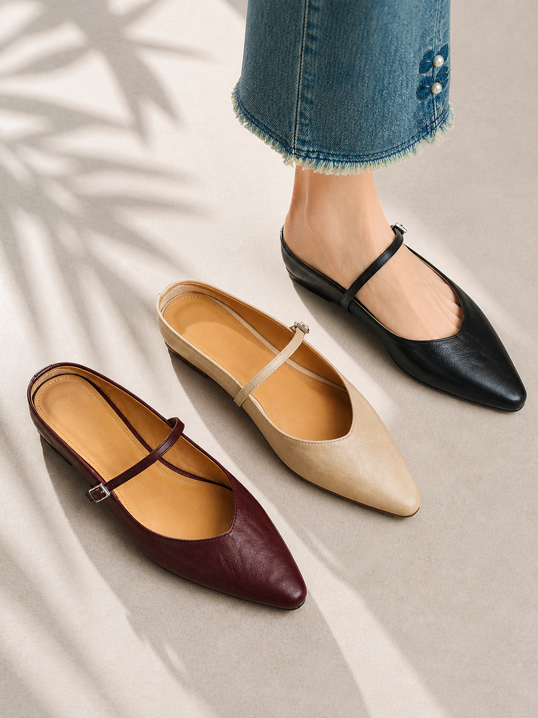 Women’s Mary Jane Mules with Pointed Toe