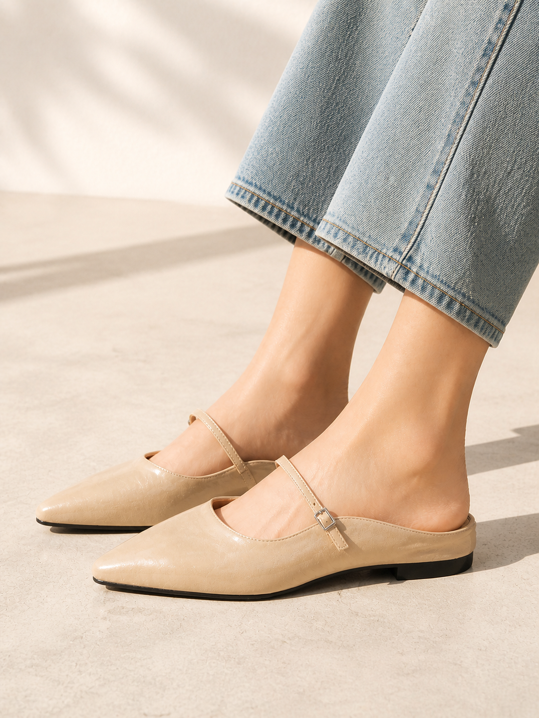 Women’s Mary Jane Mules with Pointed Toe
