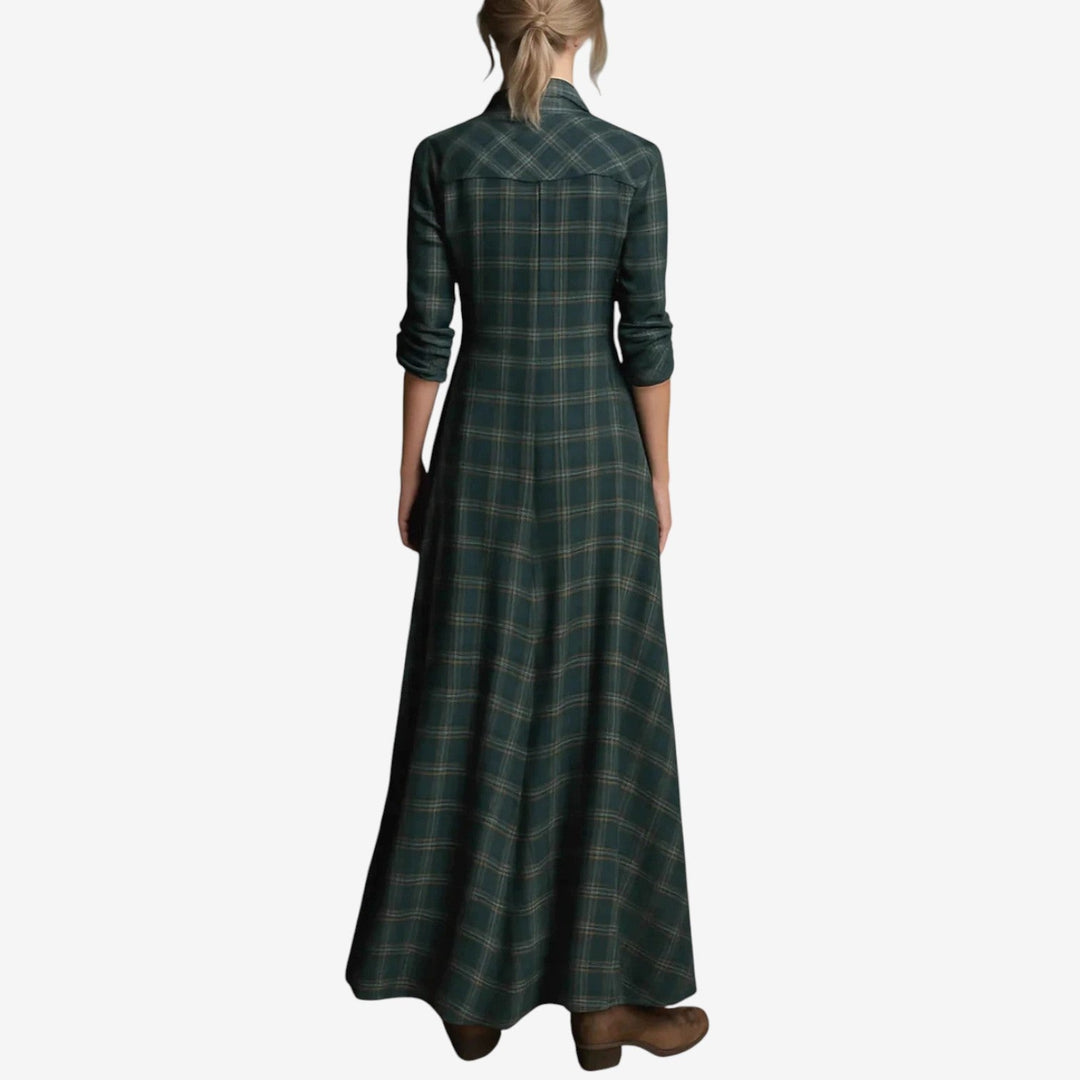Women's Maxi Dress with Collar &amp; Button for Daily Wear