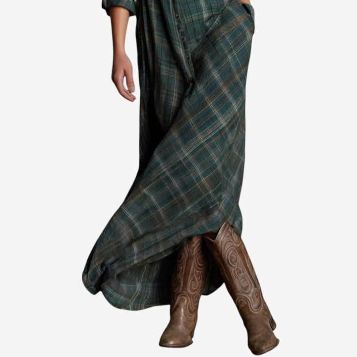 Women's Maxi Dress with Collar &amp; Button for Daily Wear