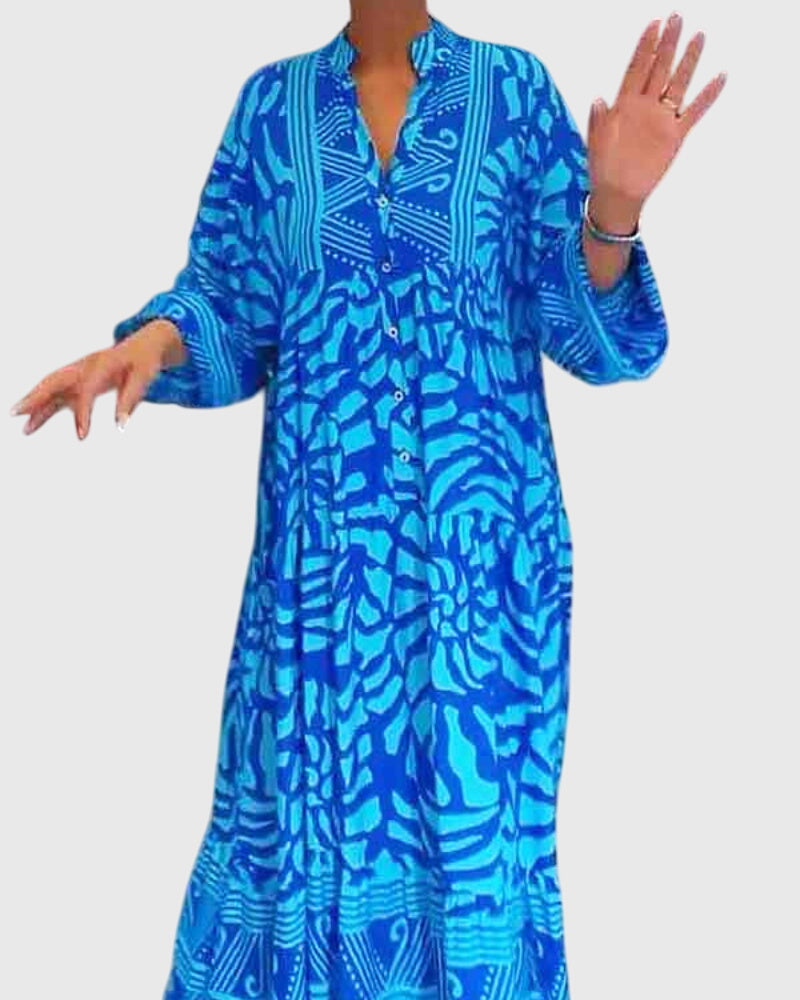 Women's Maxi Dress with Elegant Print for Summer Days