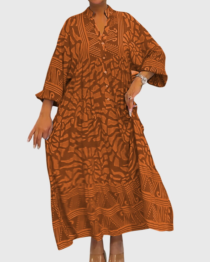 Women's Maxi Dress with Elegant Print for Summer Days