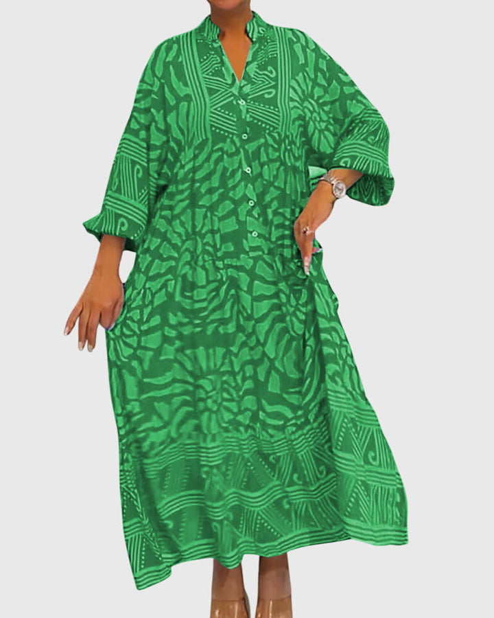 Women's Maxi Dress with Elegant Print for Summer Days