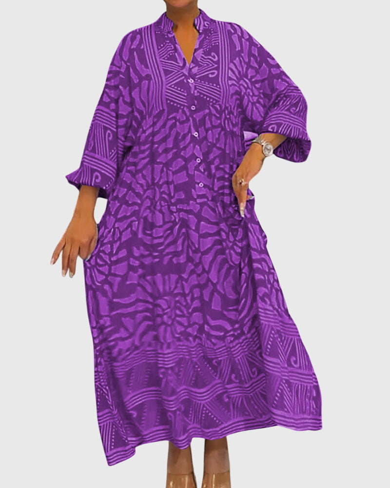 Women's Maxi Dress with Elegant Print for Summer Days