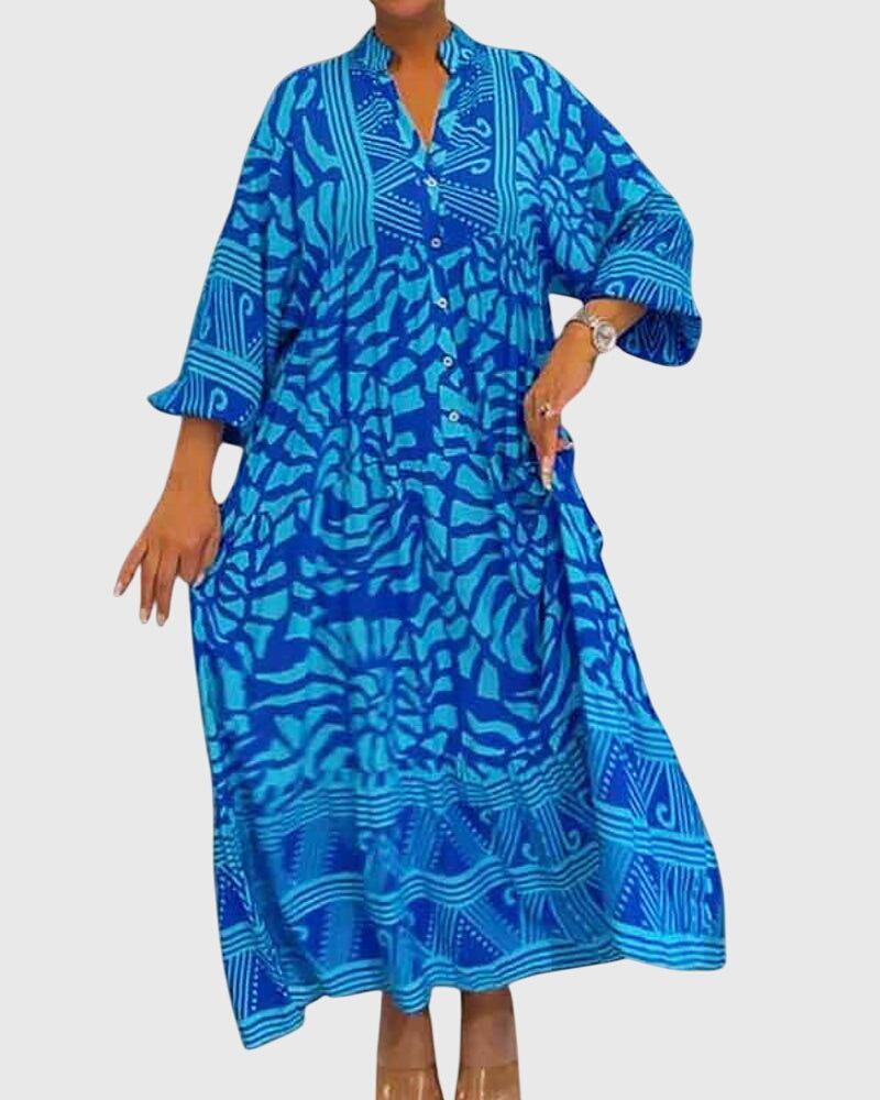 Women's Maxi Dress with Elegant Print for Summer Days