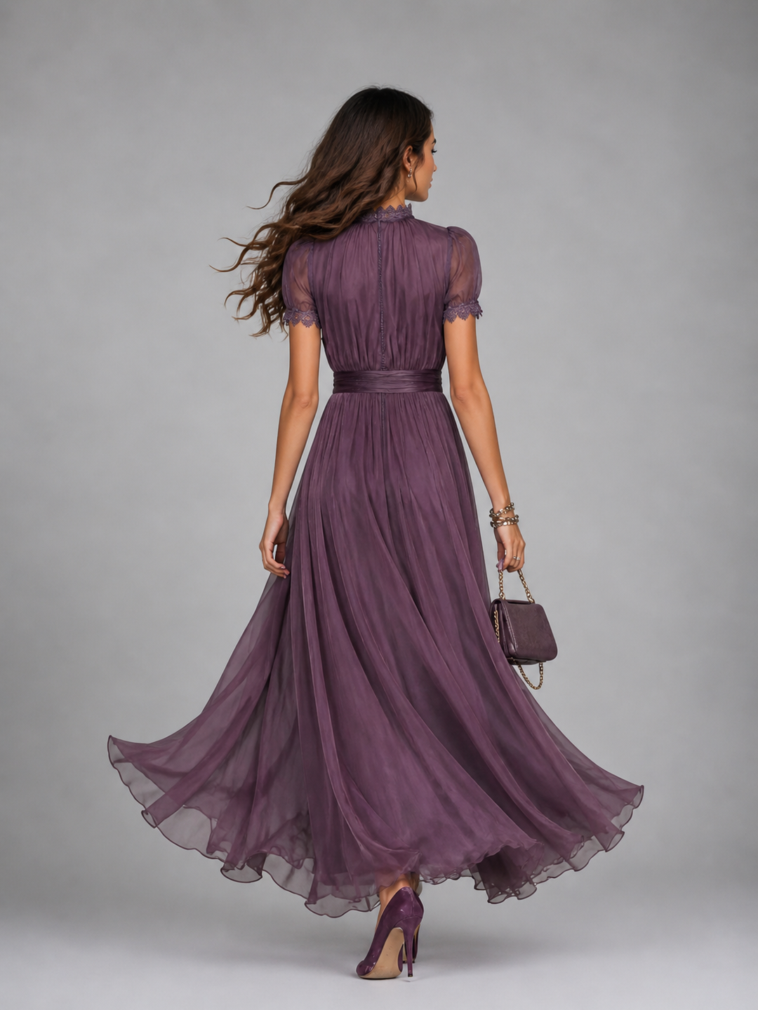 Women’s Maxi Dress with Lace Trim