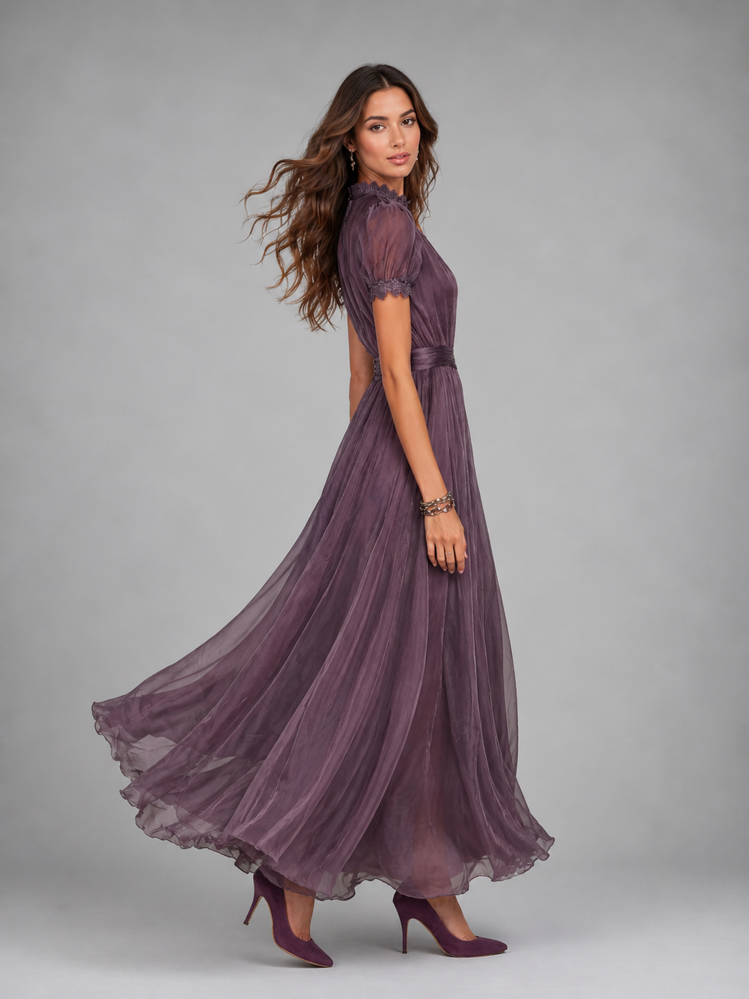 Women’s Maxi Dress with Lace Trim