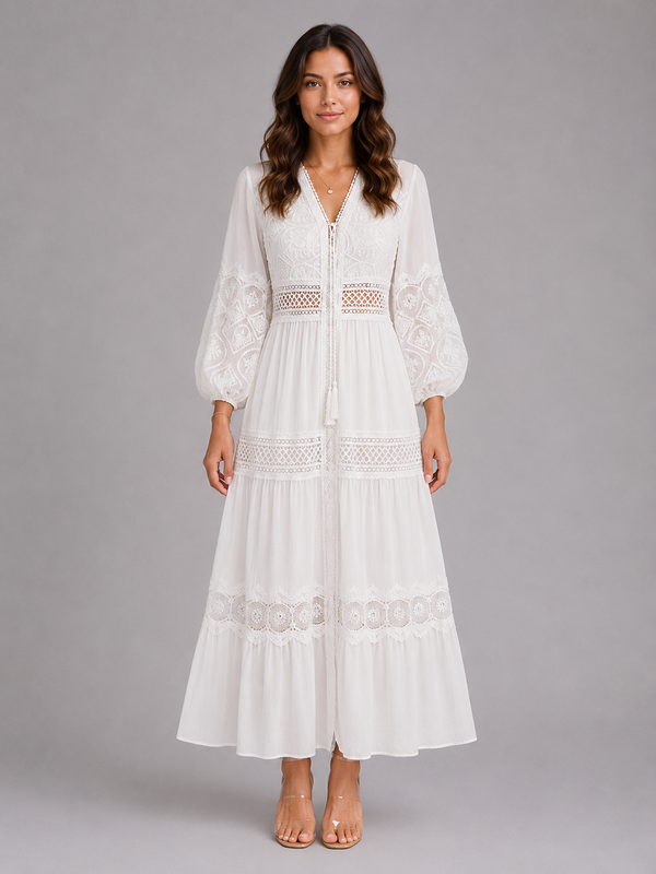 Women’s Maxi Dress with Lace Trim