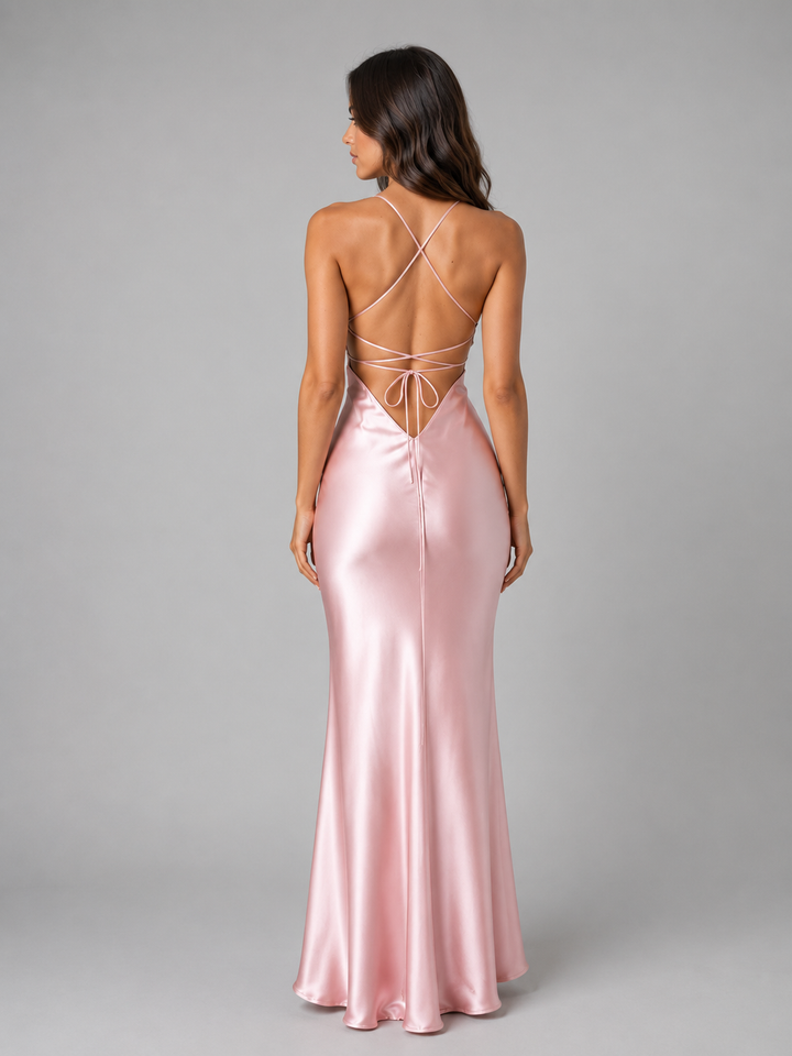 Women’s Maxi Dress with Open Back Lace-Up