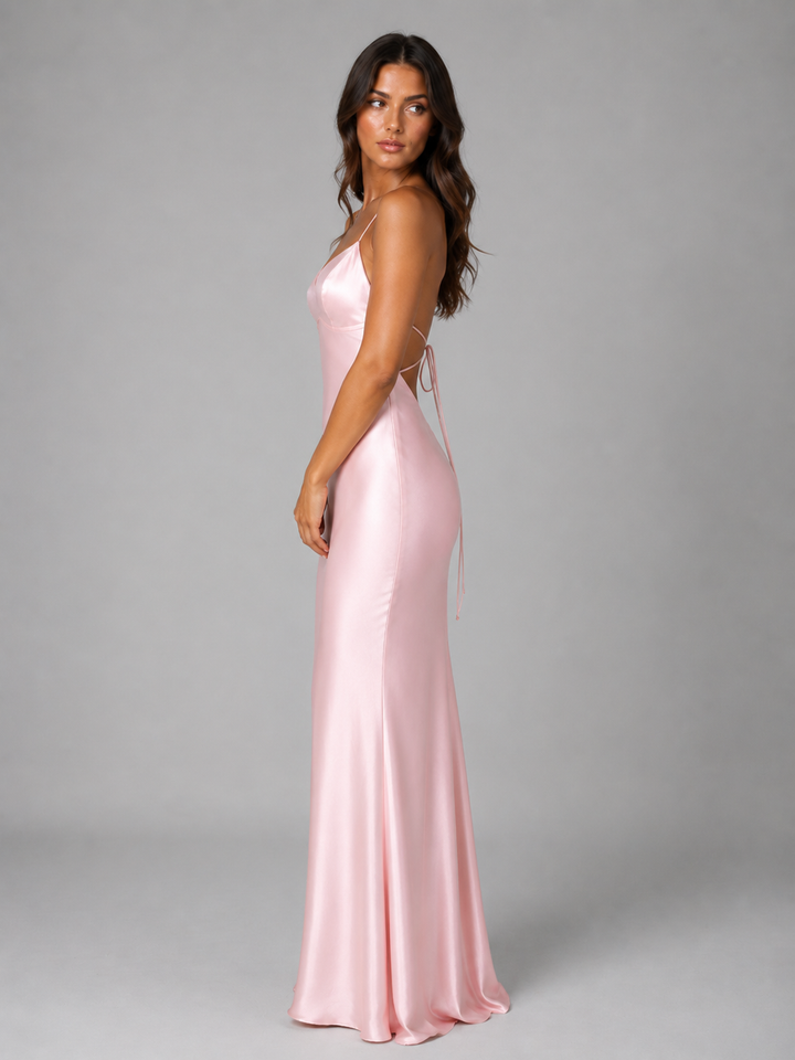 Women’s Maxi Dress with Open Back Lace-Up