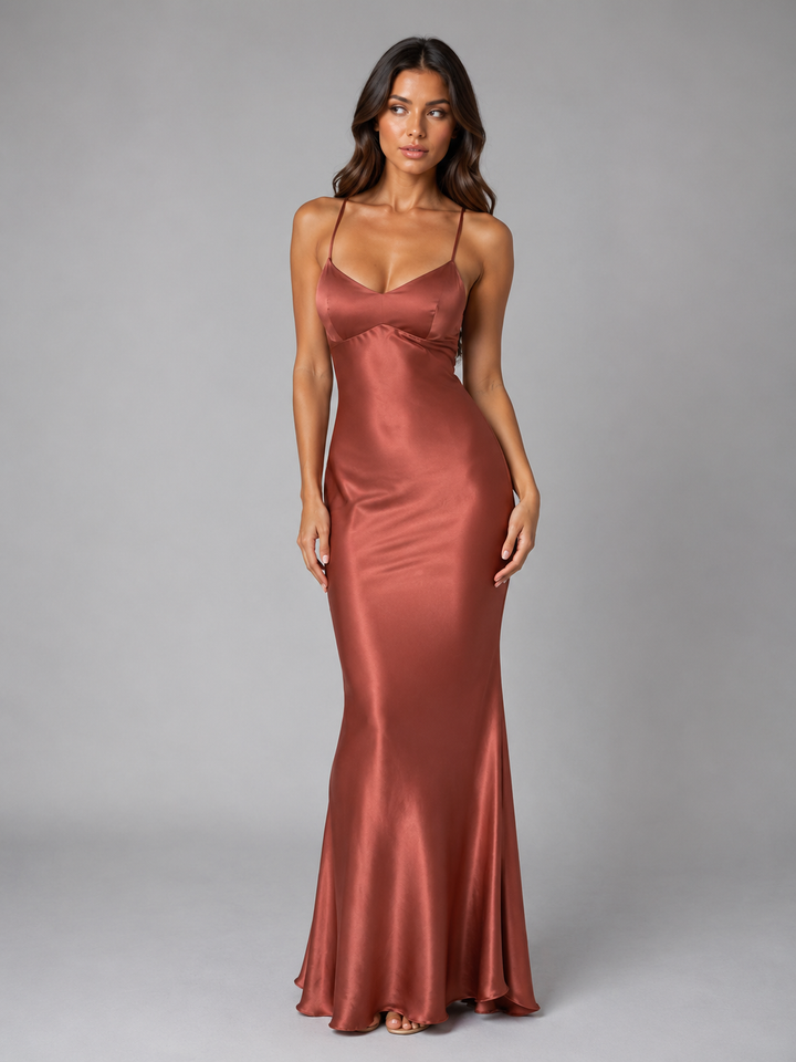 Women’s Maxi Dress with Open Back Lace-Up