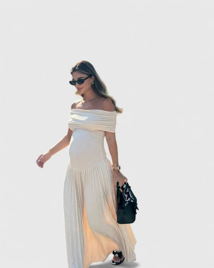 Women's Maxi Dress with off-shoulder neckline for events
