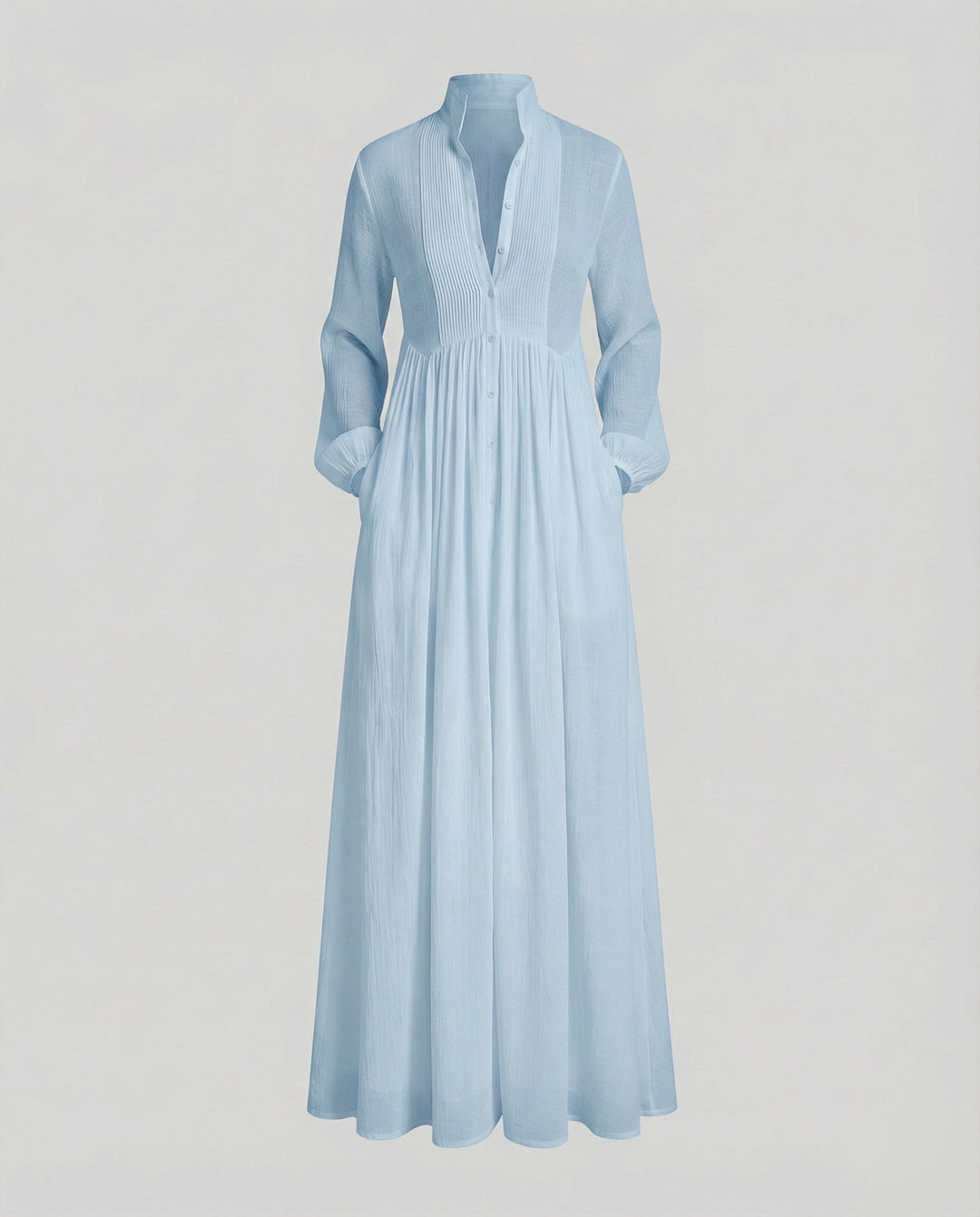Women’s Maxi Shirt Dress with Gathered Waist