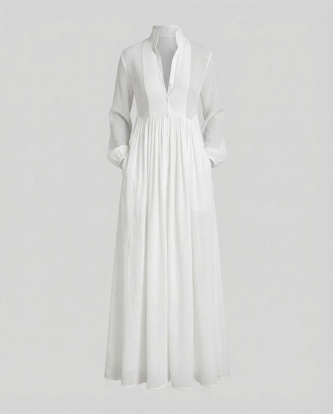 Women’s Maxi Shirt Dress with Gathered Waist