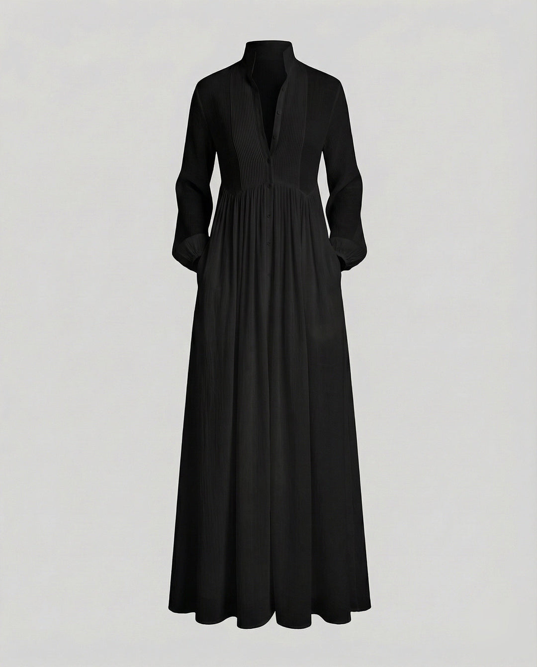Women’s Maxi Shirt Dress with Gathered Waist