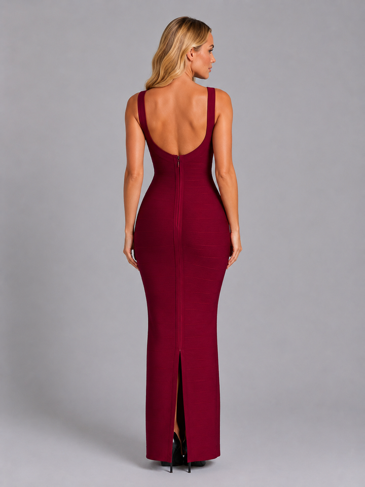 Women’s Metallic Bandage Maxi Dress with Sculpting