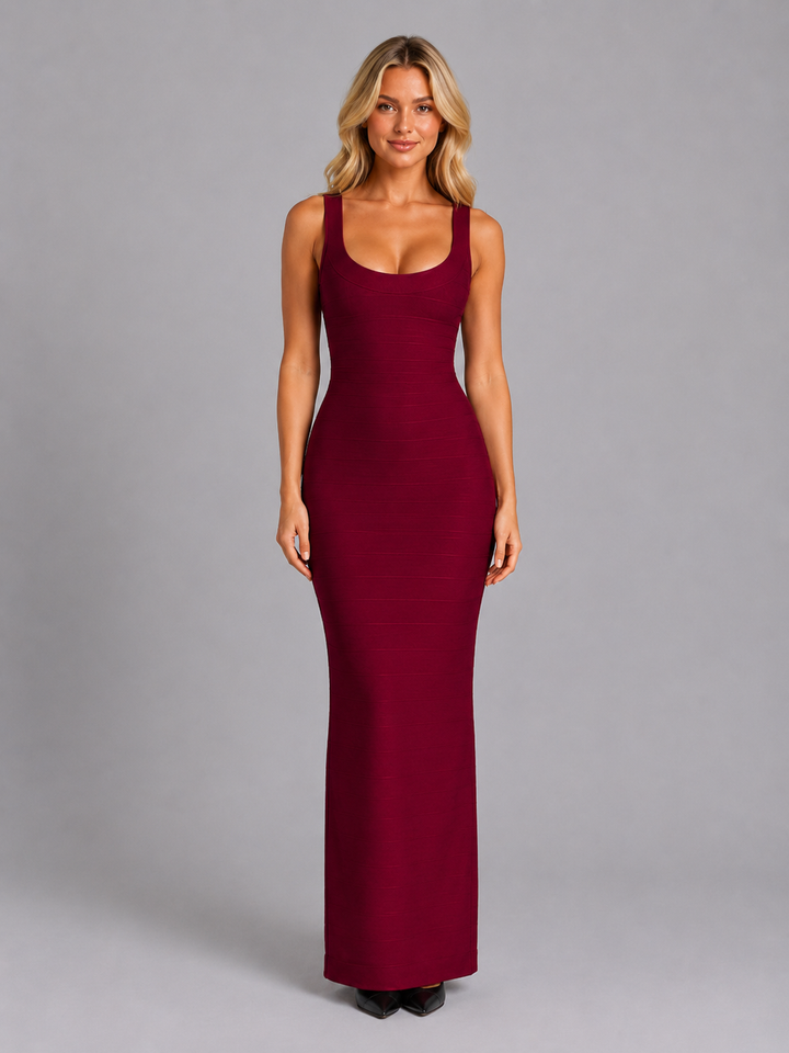 Women’s Metallic Bandage Maxi Dress with Sculpting