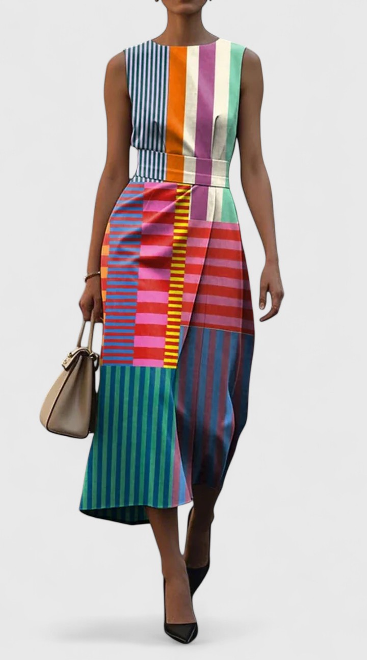 Women's Midi Dress with Statement Pattern for Occasions
