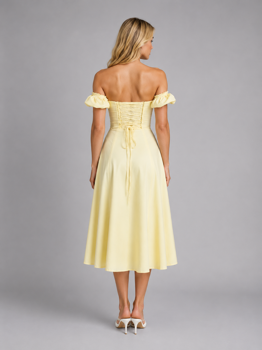 Women’s Milkmaid Corset Midi Dress with Split