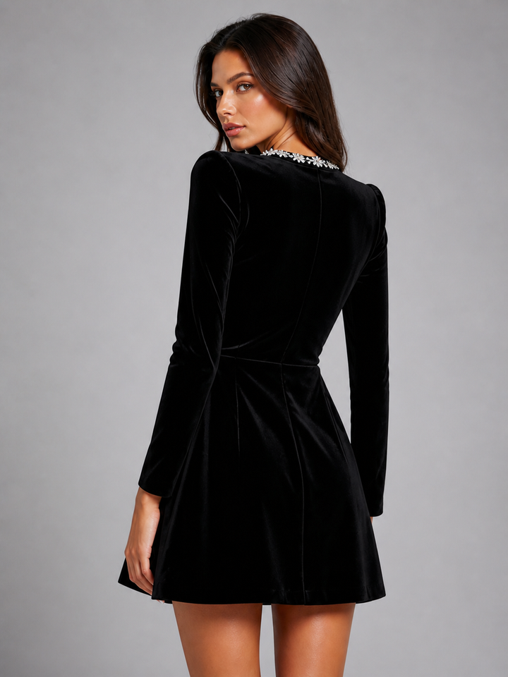 Women’s Mini Dress with Crystal Neckline