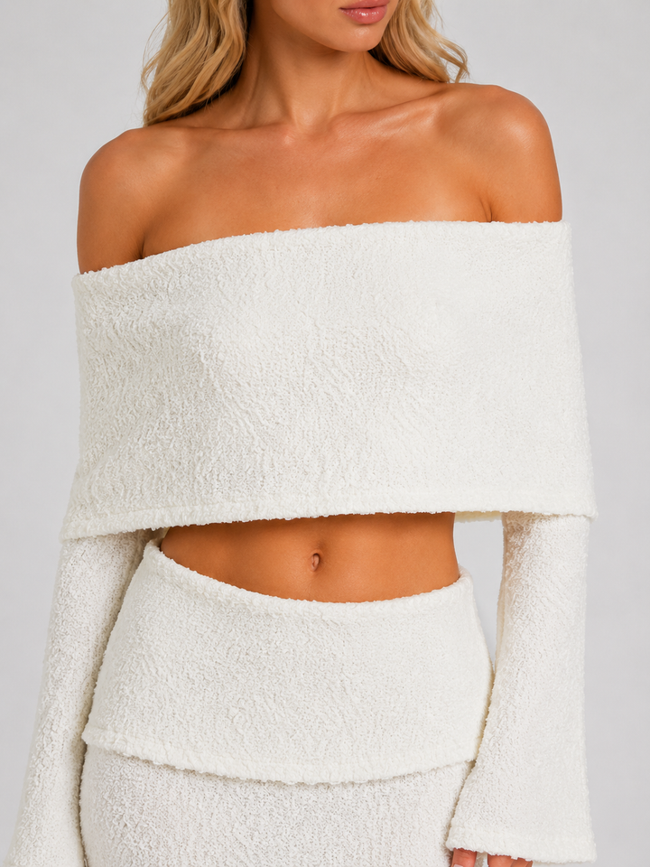 Women’s Off-Shoulder Co-Ord Set with Maxi Skirt