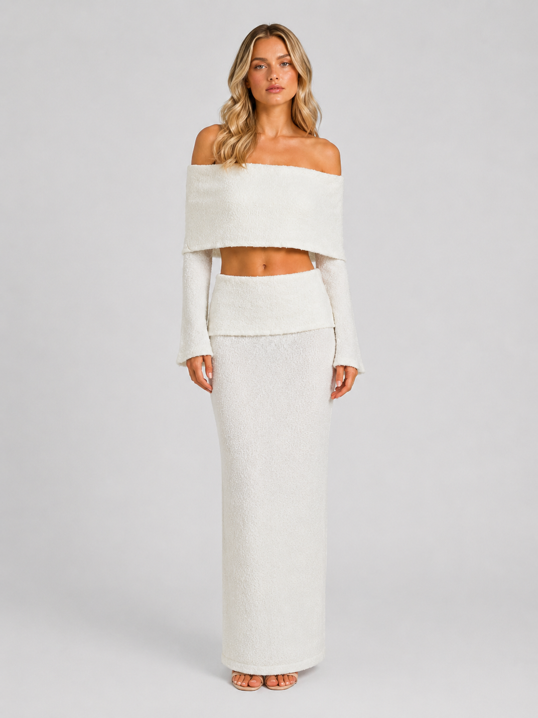 Women’s Off-Shoulder Co-Ord Set with Maxi Skirt