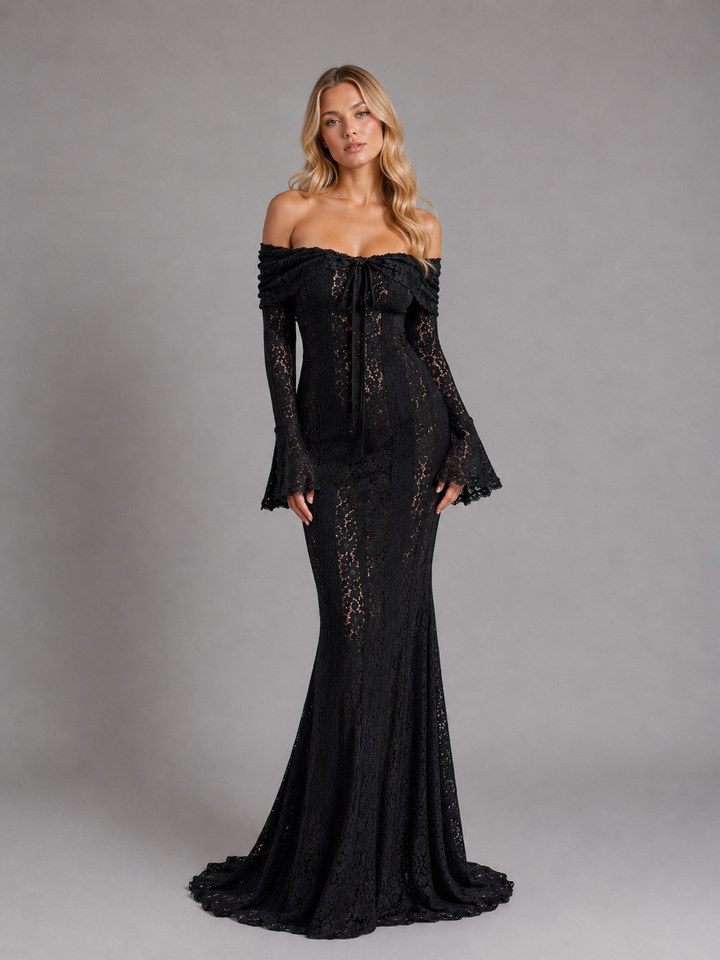Women’s Off-Shoulder Maxi Dress with Cutouts