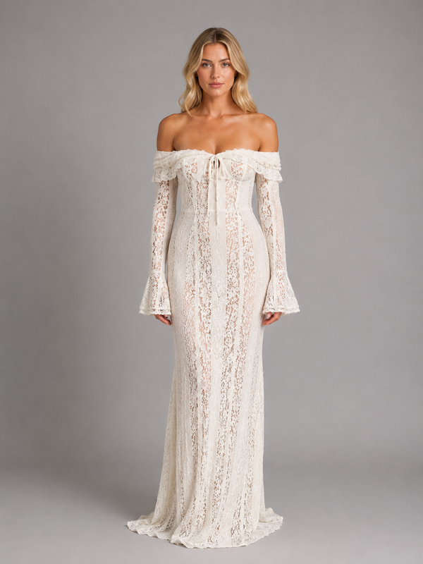 Women’s Off-Shoulder Maxi Dress with Cutouts