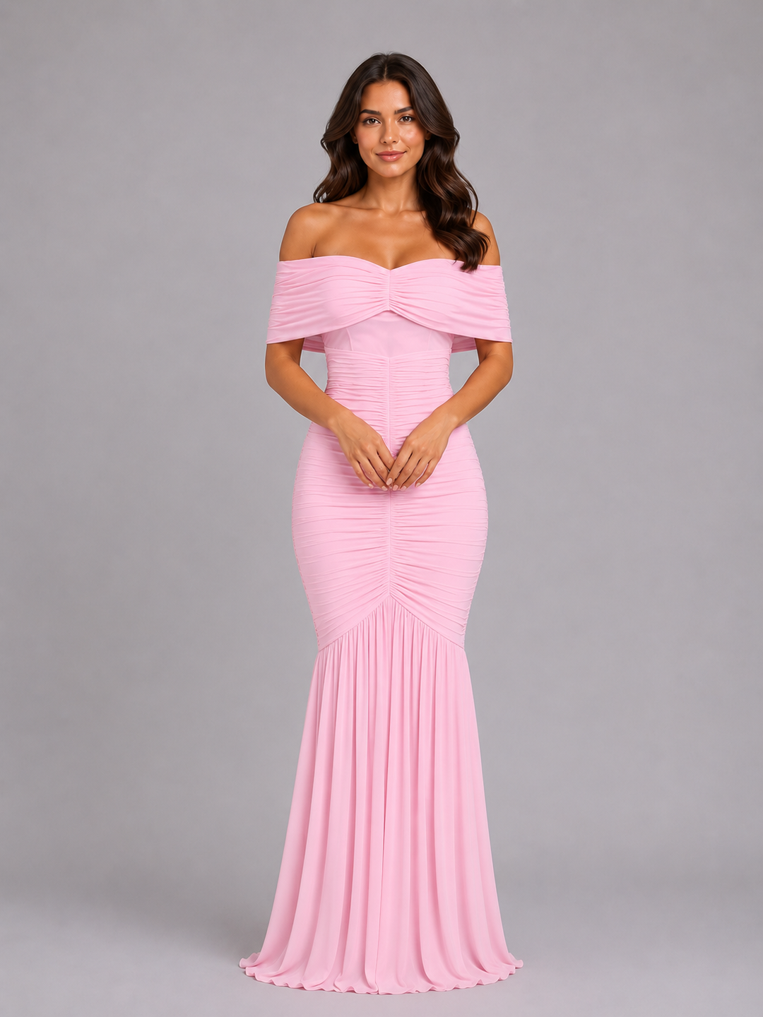 Women’s Off-Shoulder Maxi Dress with Sculpted Fit