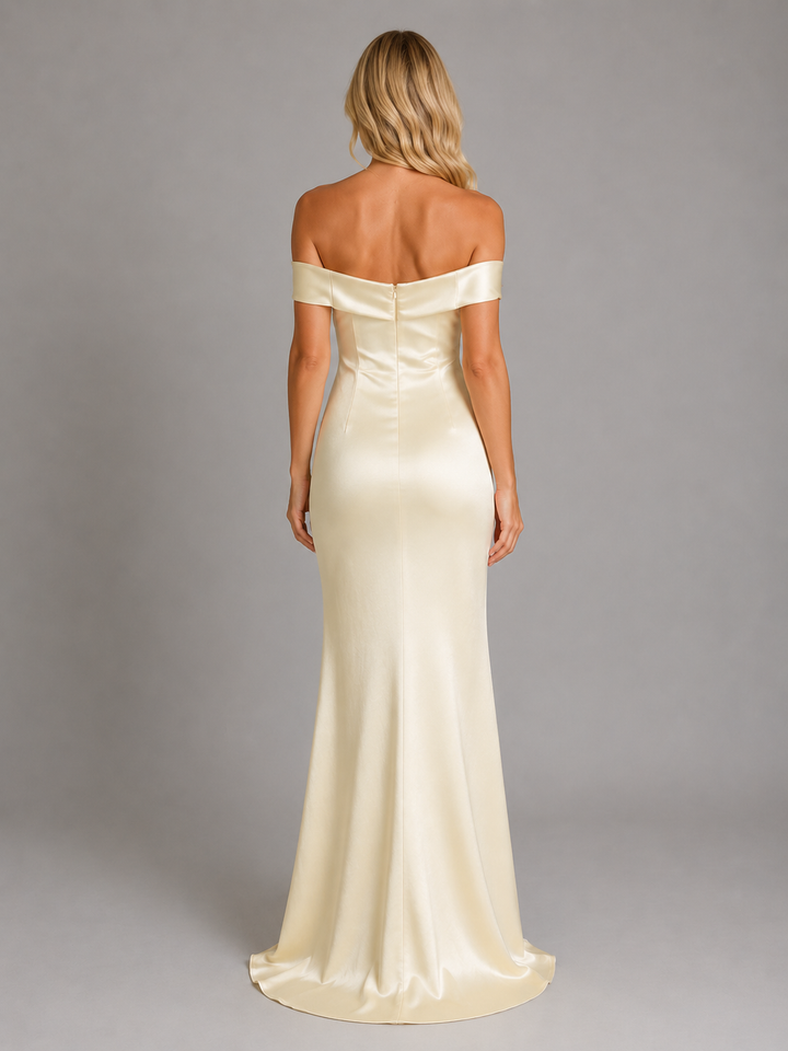 Women’s Off-Shoulder Maxi Dress with Soft Sheen