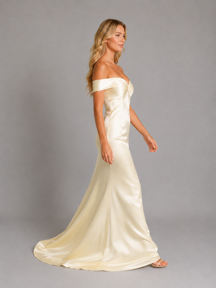 Women’s Off-Shoulder Maxi Dress with Soft Sheen