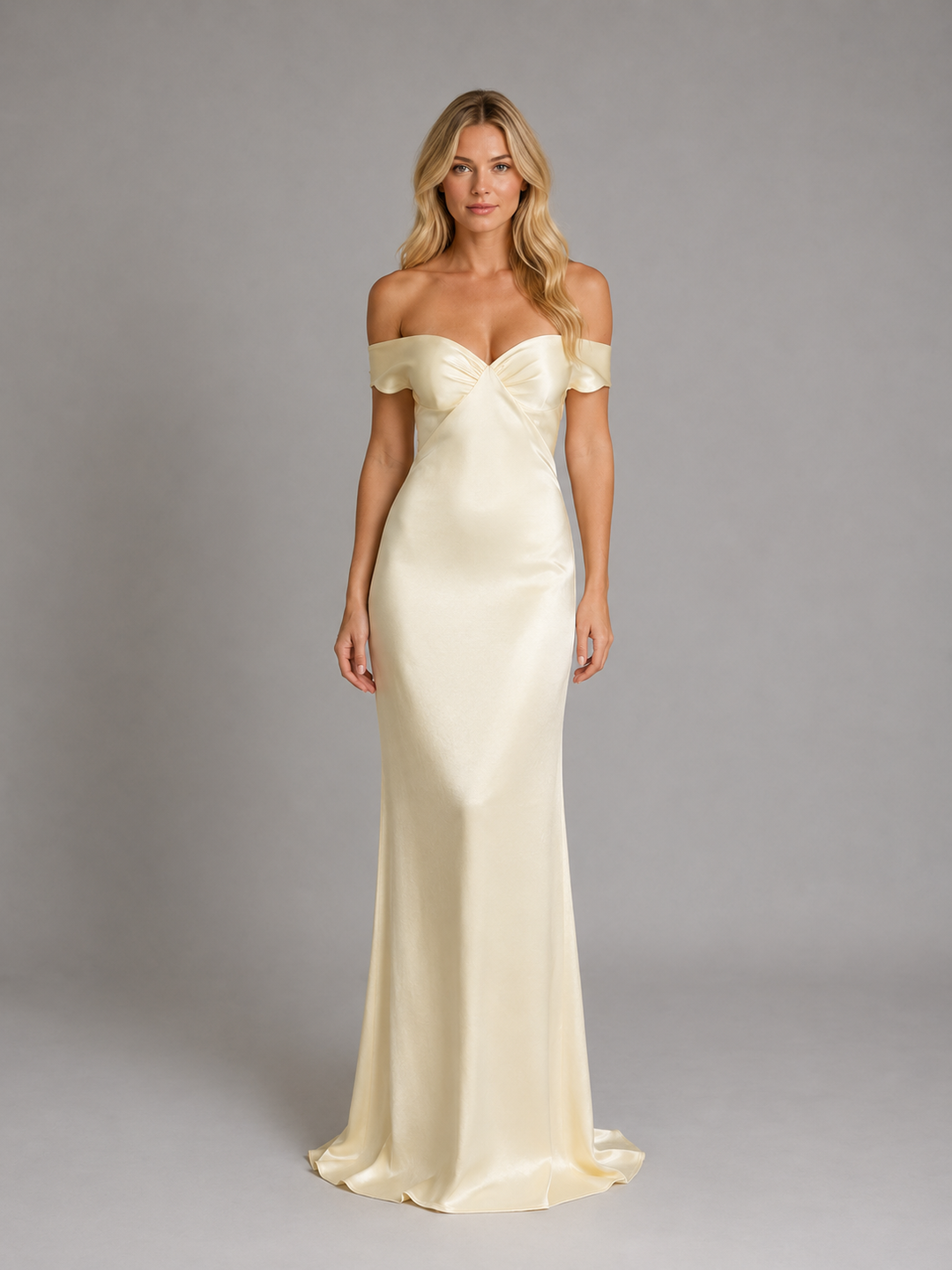 Women’s Off-Shoulder Maxi Dress with Soft Sheen