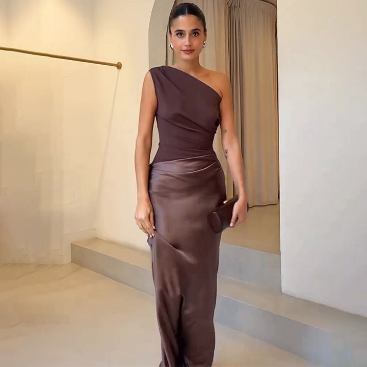 Women's One-Shoulder Dress with Asymmetric Neckline Weddings