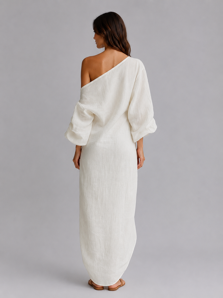 Women’s One-Shoulder Maxi Dress with Draped Silhouette
