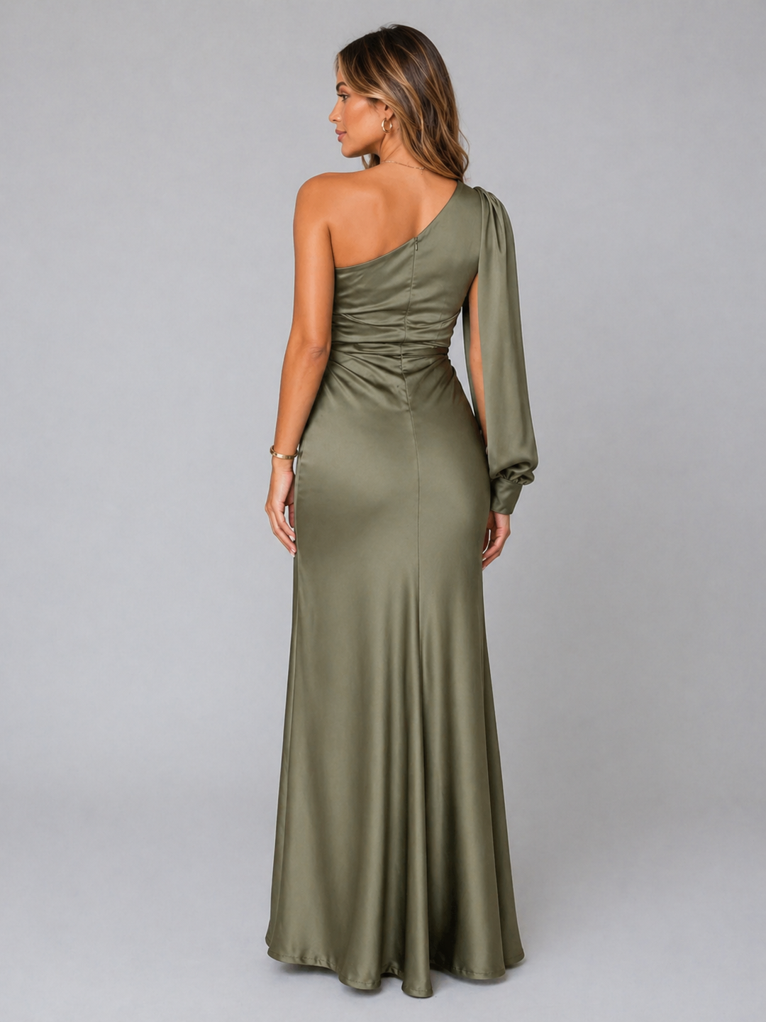 Women’s One-Shoulder Maxi Dress with Draped Silhouette