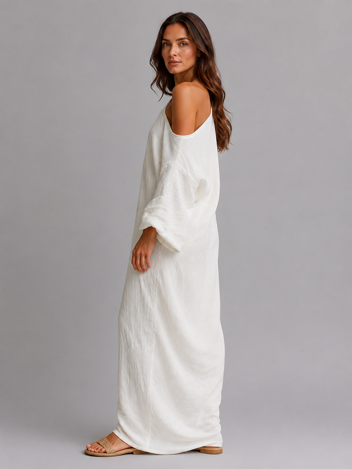Women’s One-Shoulder Maxi Dress with Draped Silhouette